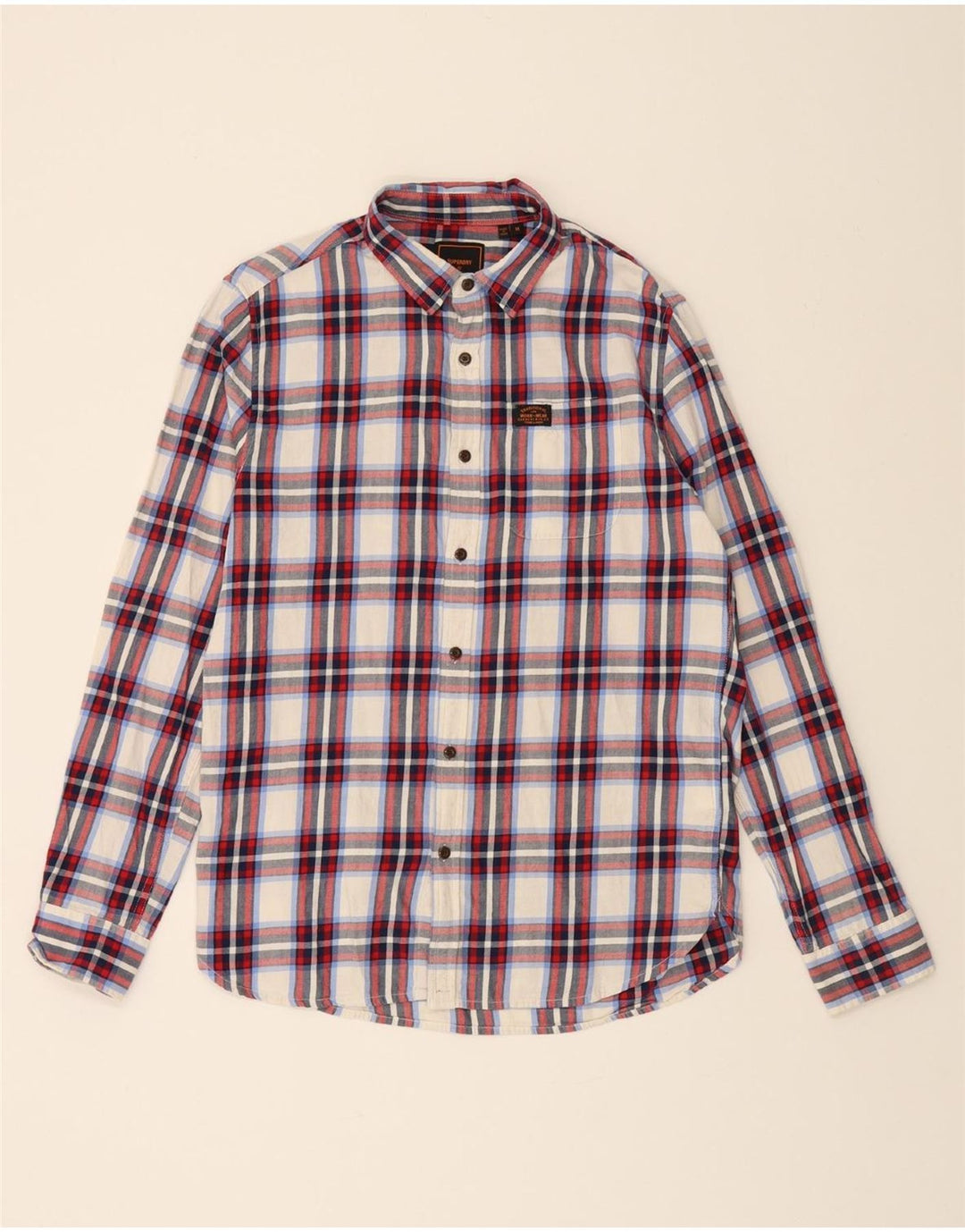 SUPERDRY Mens Flannel Shirt Medium Red Check Cotton Vintage Superdry and Second-Hand Superdry from Messina Hembry 