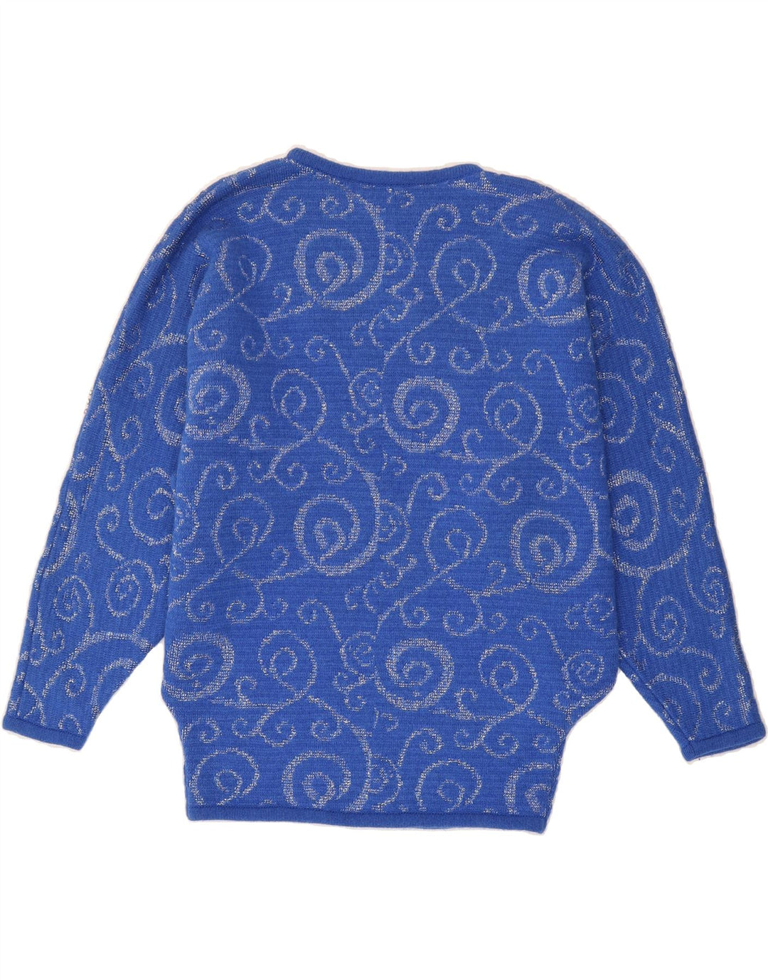 VINTAGE Womens Abstract Pattern Crew Neck Jumper Sweater UK 16 Large Blue Vintage Vintage and Second-Hand Vintage from Messina Hembry 
