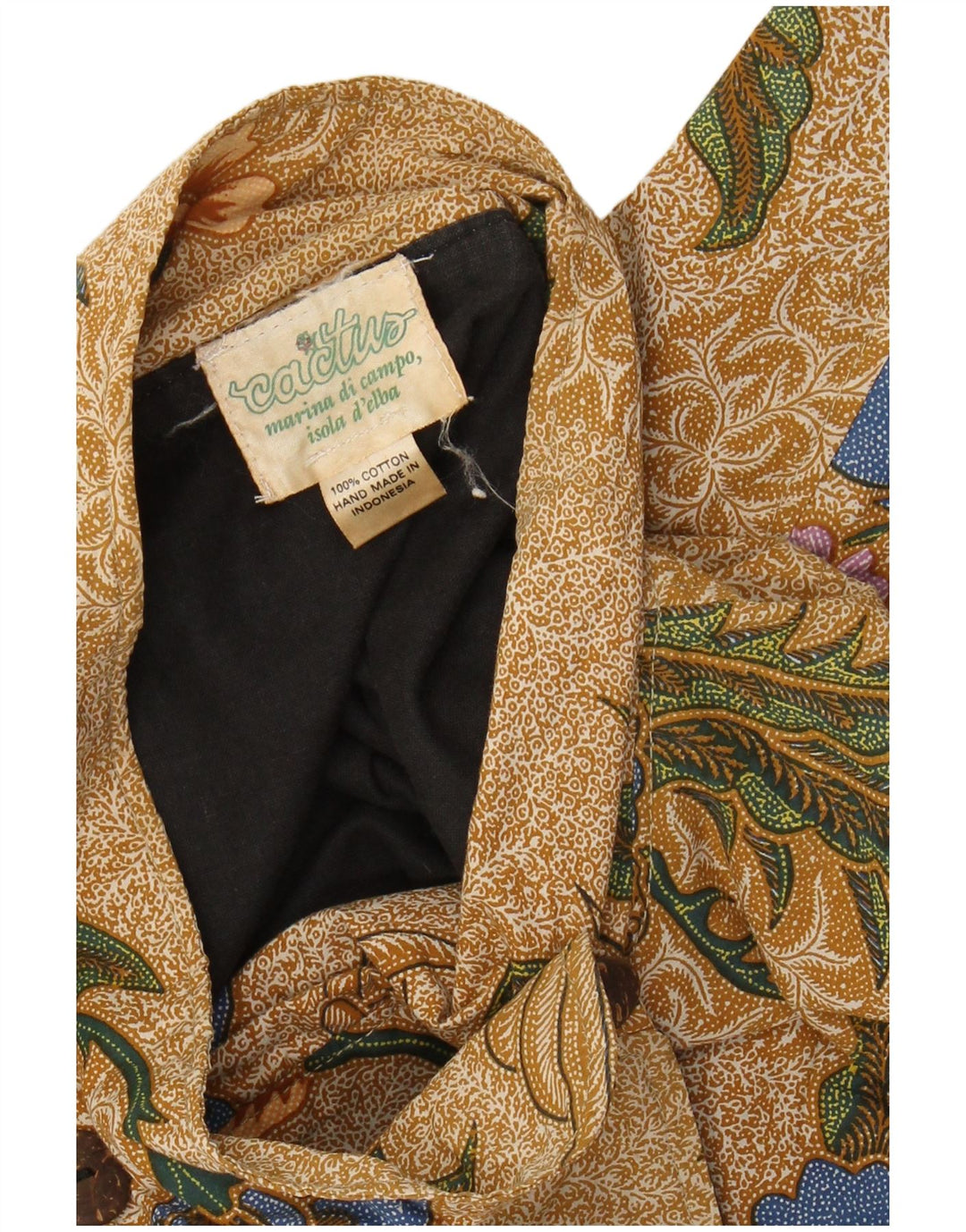 VINTAGE ženska majica s bolero kratkim rukavima UK 20 2XL smeđi pamuk s cvjetnim motivima