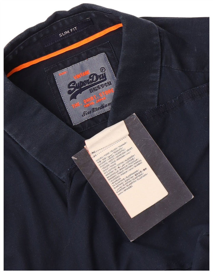 Superdry muška uska košulja Srednje tamnoplavi pamuk