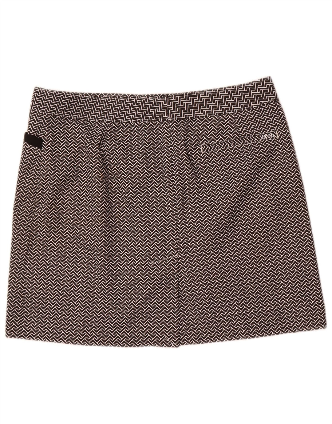 Izod ženska mini suknja za golf US 8 srednje veličine W32 crni geometrijski poliester