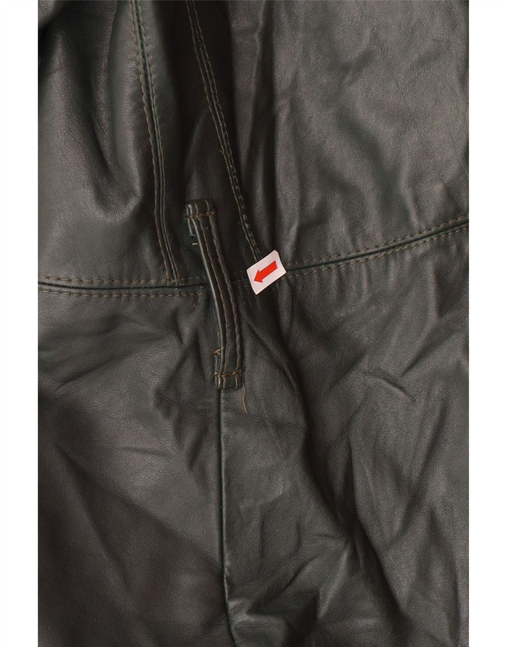 Vintage ženski kožni kaput s dvostrukim kopčanjem UK 18 XL zeleni