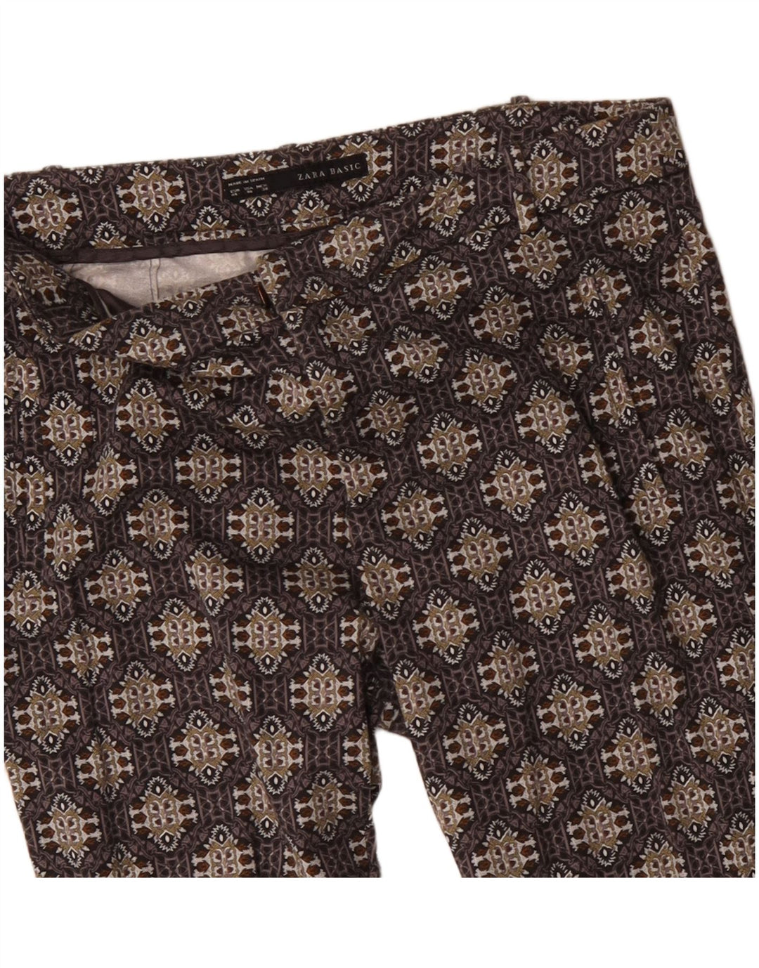 ZARA ženske uske ležerne hlače EU 40 srednje W30 L27 smeđe geometrijske