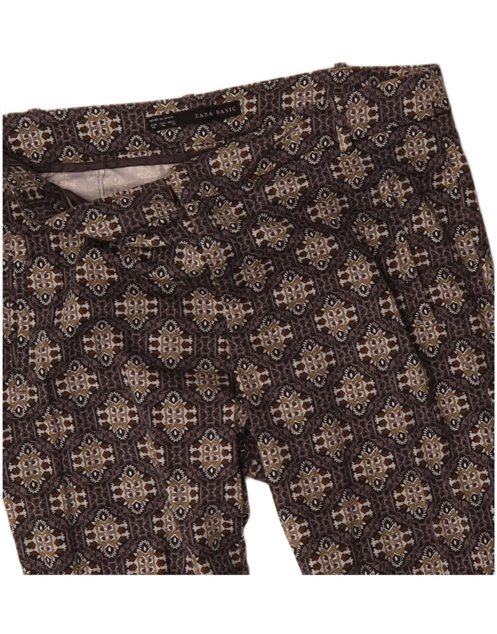 ZARA ženske uske ležerne hlače EU 40 srednje W30 L27 smeđe geometrijske