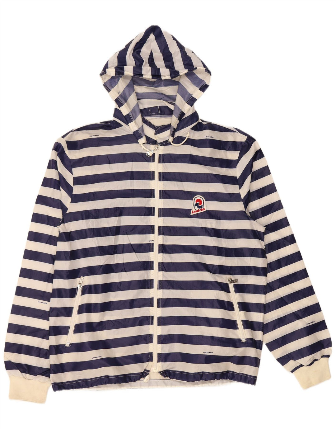 INVICTA muška kišna jakna s kapuljačom UK 40 velika tamnoplava prugasta poliesterska jakna