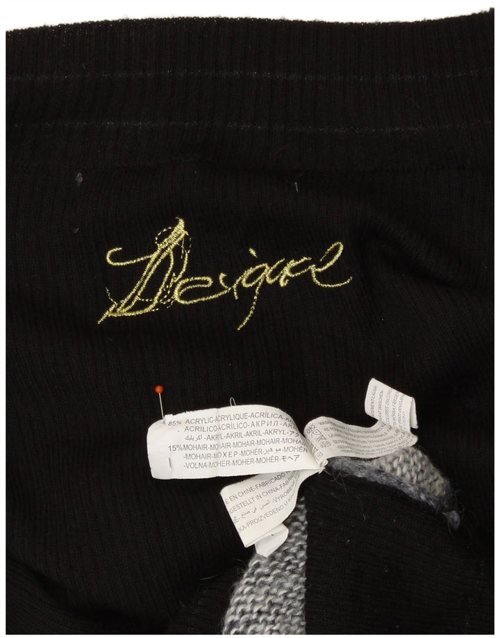 DESIGUAL ženski džemper s veznim izrezom UK 12 Srednje crni, šareni