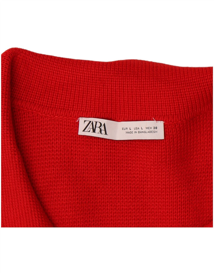 Zara ženski kardigan pulover UK 16 Velika crvena viskoza