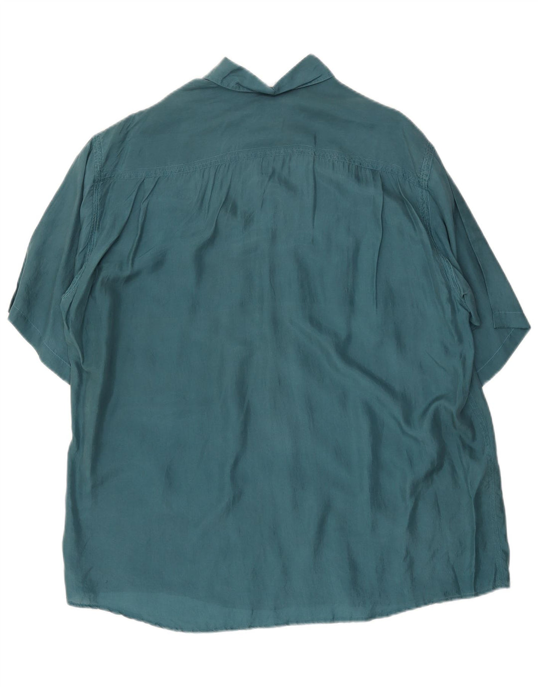 VINTAGE muška široka košulja kratkih rukava srednje zelene svile