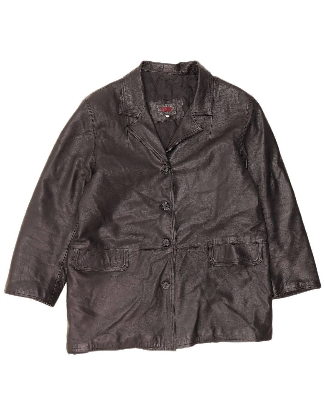 VINTAGE ženski kožni kaput IT 48 XL crna koža