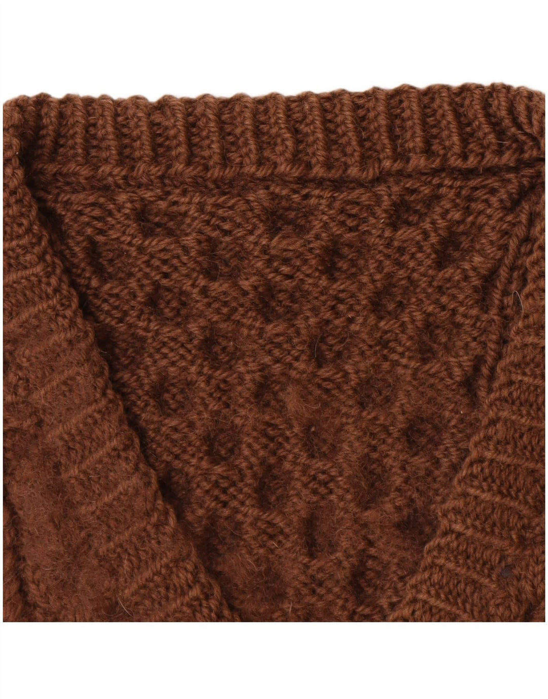 VINTAGE ženski džemper s V-izrezom UK 14 Veliki smeđi