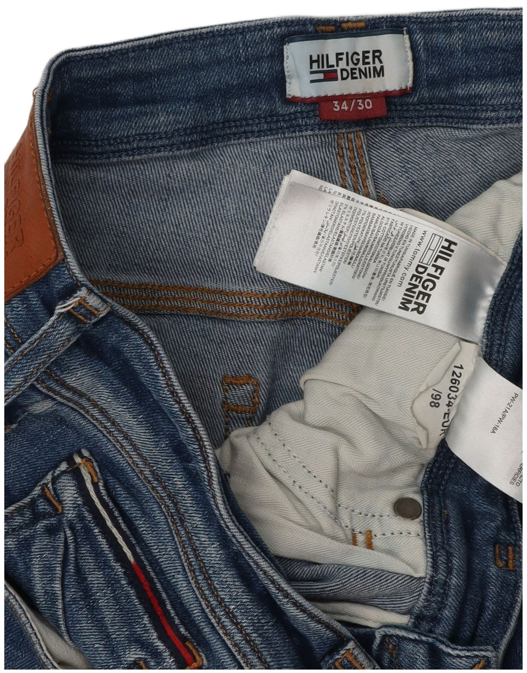 TOMMY HILFIGER Muške traperice Bootcut W34 L28 Plavi pamuk