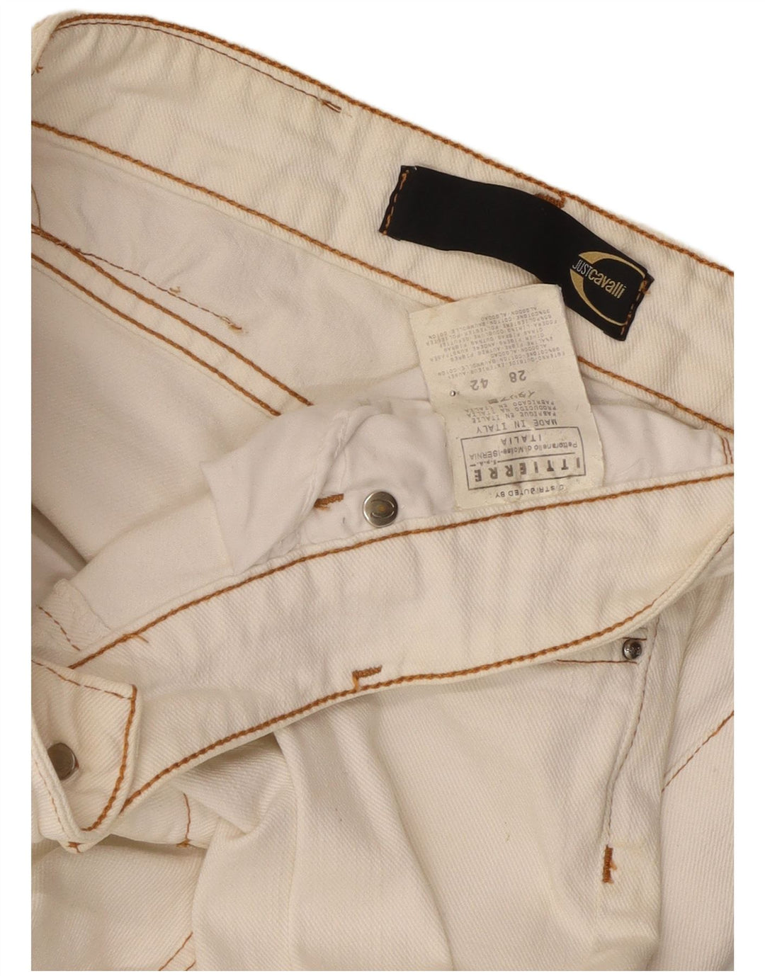 Just Cavalli ženske traperice s bootcut W28 L29 bijeli pamuk