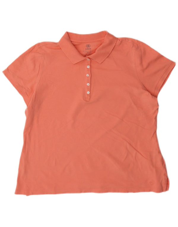 IZOD Womens Polo Shirt UK 22 3XL Pink Cotton