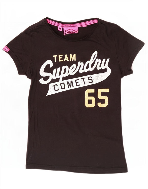 Superdry ženska majica kratkih rukava s grafičkim motivima UK 12 srednje crni pamuk