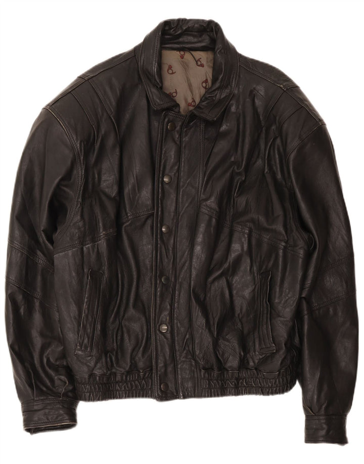 Vintage muška bomber kožna jakna IT 52 XL crna