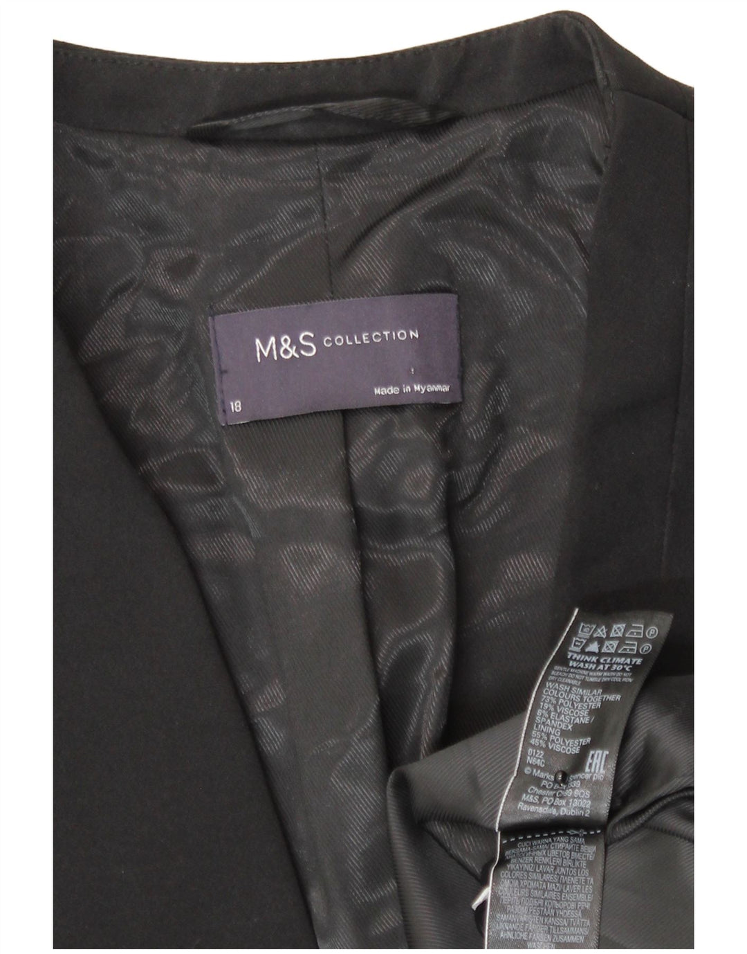 Marks & Spencer ženski sako sa 1 gumbom UK 18 XL crni poliester