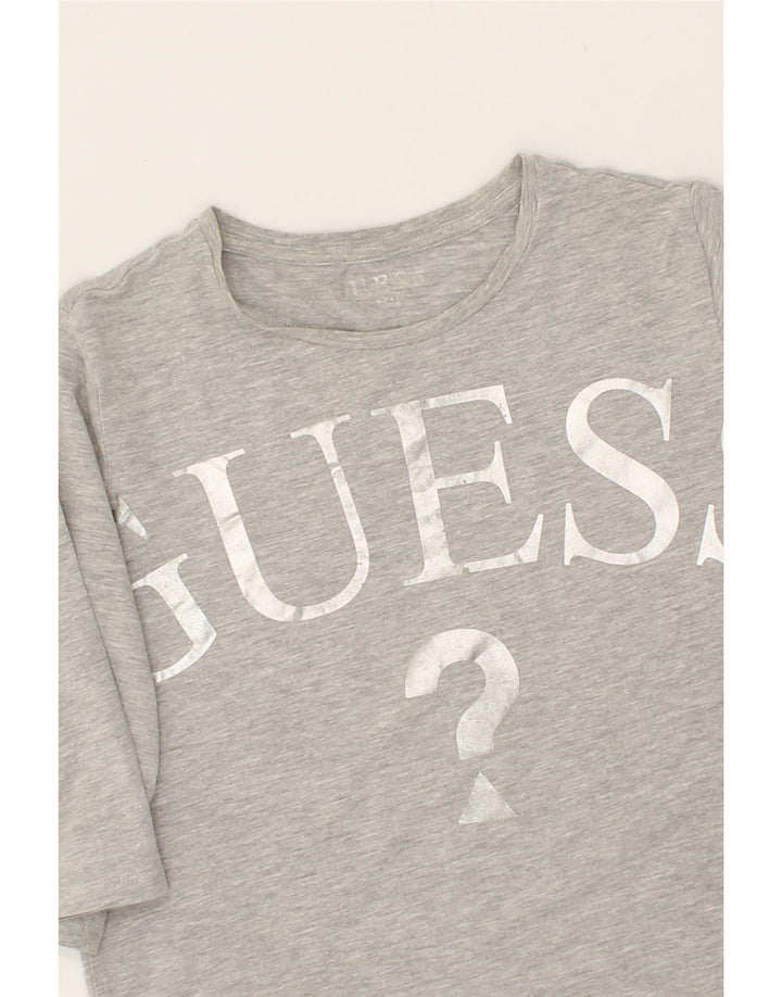 GUESS Girls Graphic Top 3/4 Sleeve 6-7 Years Grey Vintage Guess and Second-Hand Guess from Messina Hembry 
