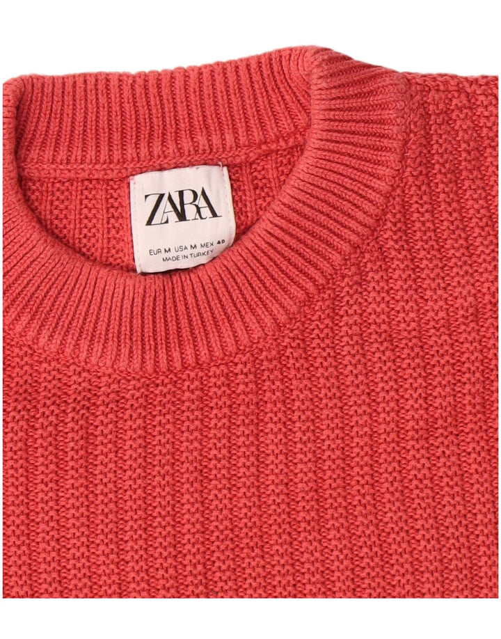 Zara muški džemper s okruglim izrezom, srednji crveni pamuk