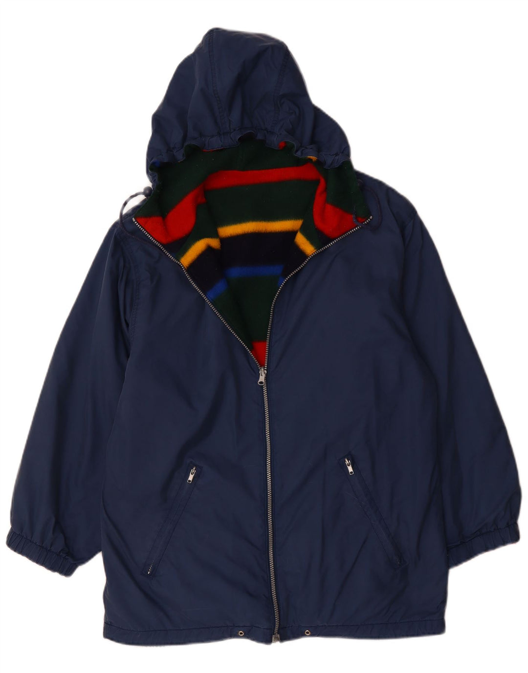 VINTAGE ženska velika jakna s kapuljačom na dvije ruke UK 12 Srednje tamnoplava