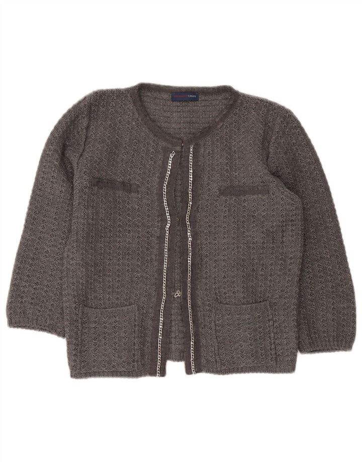 Trussardi Jeans ženski kratki kardigan džemper s 3/4 rukavima UK 12 srednje sivi