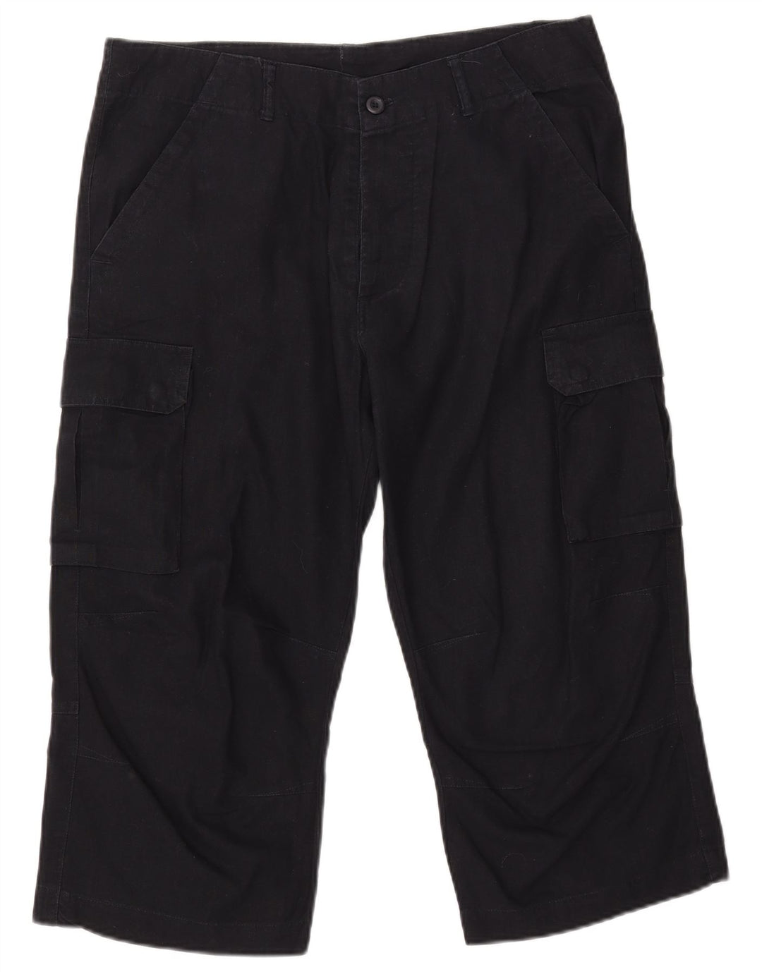 VINTAGE muške ravne kargo kapri hlače W34 L21 tamnoplave