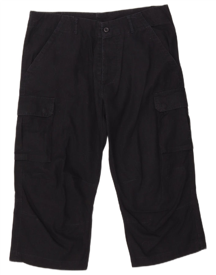 VINTAGE muške ravne kargo kapri hlače W34 L21 tamnoplave