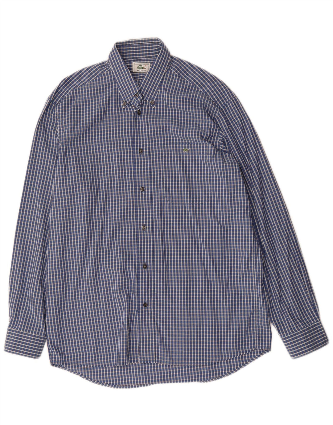LACOSTE Mens Shirt Size 40 Medium Blue Check Cotton