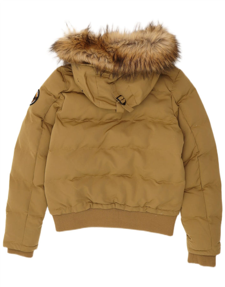 Superdry ženska podstavljena jakna s kapuljačom UK 14 veliki bež poliester