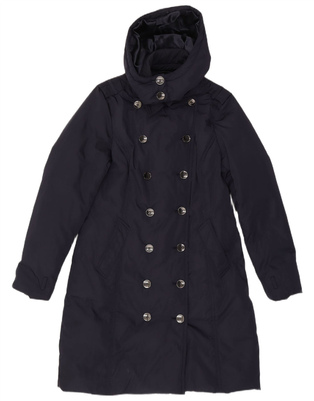 PHASE EIGHT Womens Hooded Padded Coat UK 14 Medium Navy Blue Polyester
