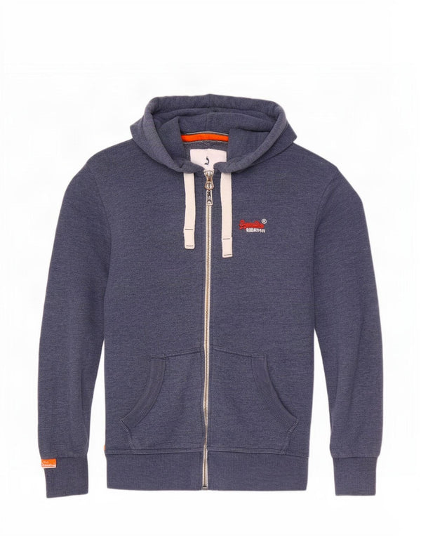 Superdry muški pulover s kapuljačom na patentni zatvarač Mali plavi pamuk