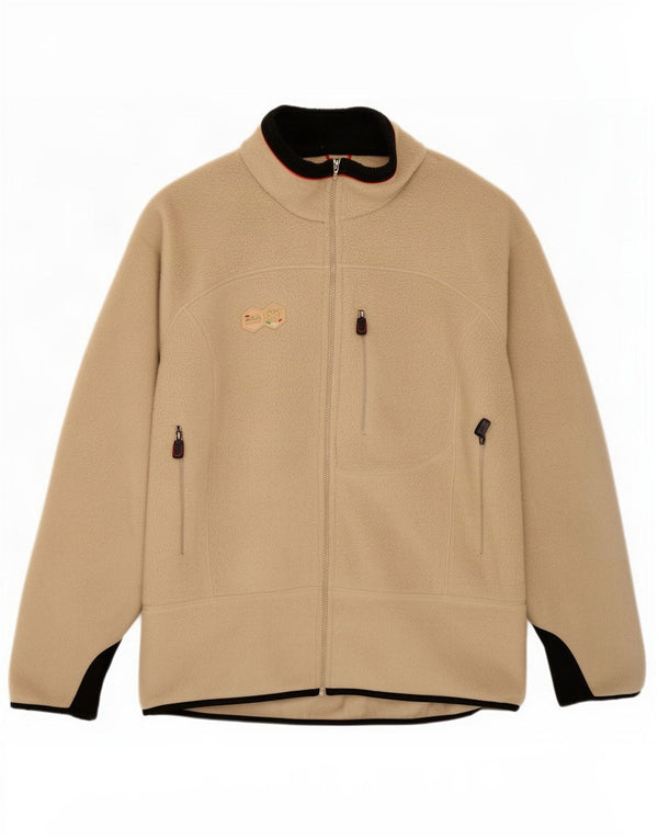 Fila Mens Fleece Jacket UK 42 XL Beige Colourblock