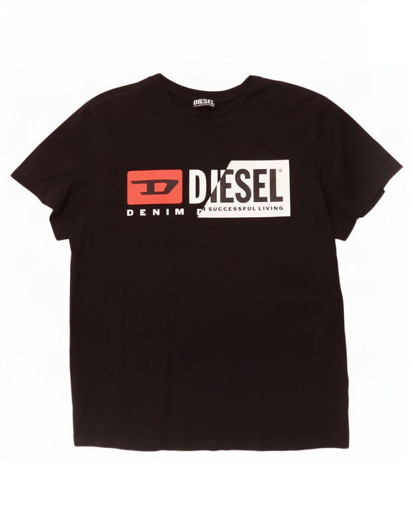 Diesel Muška majica kratkih rukava s grafičkim motivima XL crni pamuk