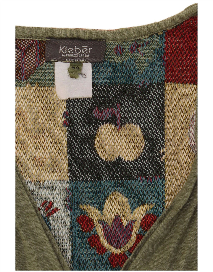 Vintage ženska košulja bez rukava bluza IT 44 srednje boje kaki patchwork