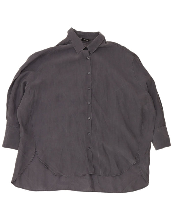 Zara Womens Longline Oversized Shirt UK 18 XL Navy Blue