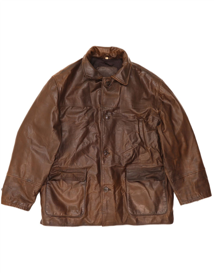 Vintage muška kožna jakna IT 54 2XL smeđa koža