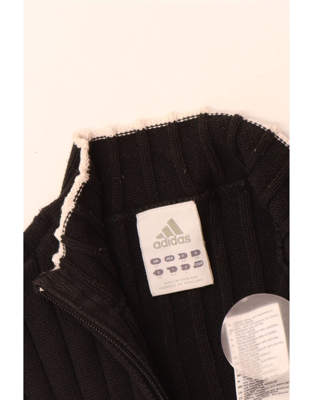 ADIDAS ženski kardigan pulover UK 12 Srednje crni pamuk