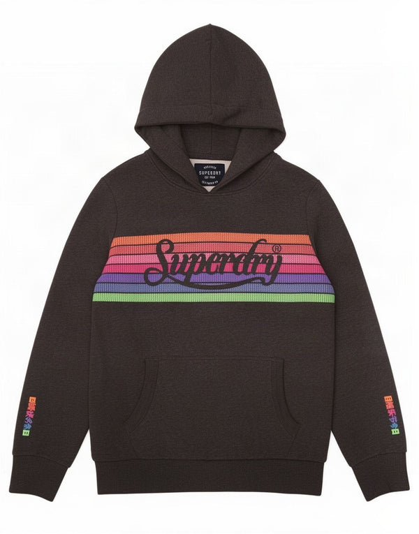 Superdry ženska majica s kapuljačom s kapuljačom s kapuljačom UK 16, pamuk s velikim sivim prugama