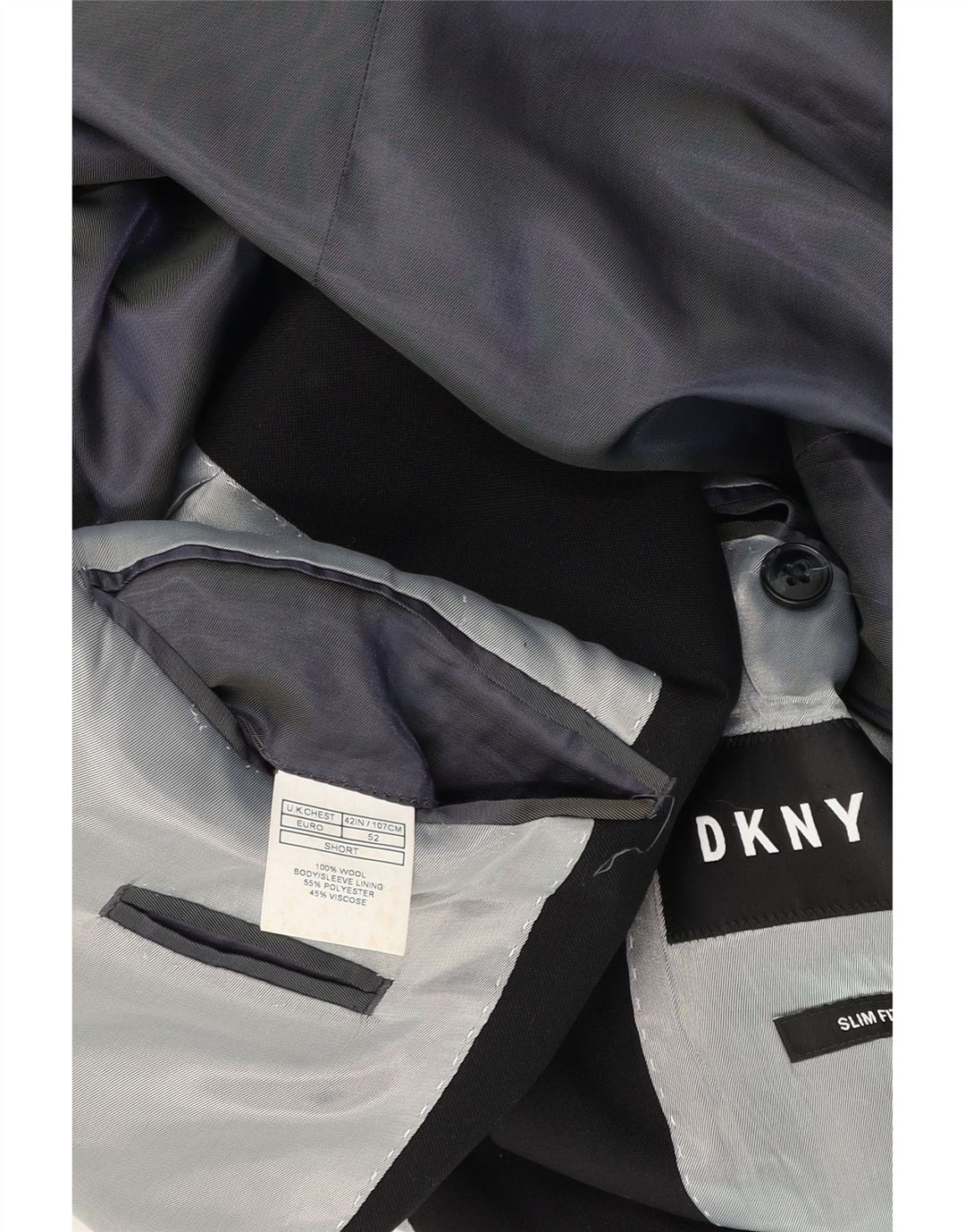 Dkny muška kratka uska jakna sa 2 gumba UK 42 XL crna vunena