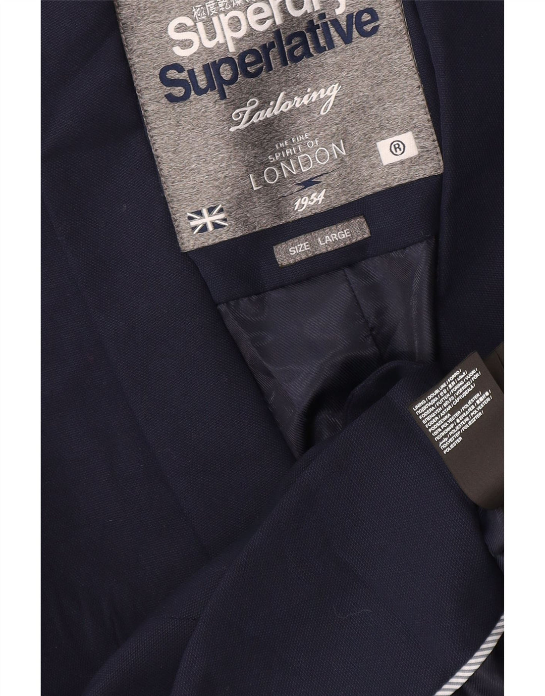 Superdry ženski sako s 1 gumbom UK 16 veliki tamnoplavi poliester