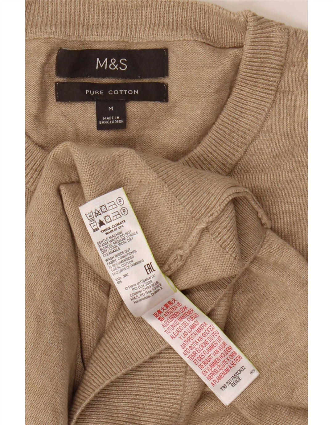 Marks & Spencer muški džemper s okruglim izrezom, srednje bež pamuk