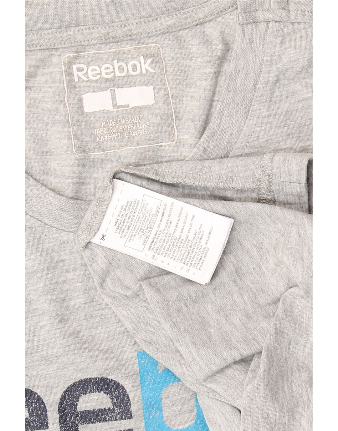 REEBOK Mens Graphic T-Shirt Top Large Grey Cotton