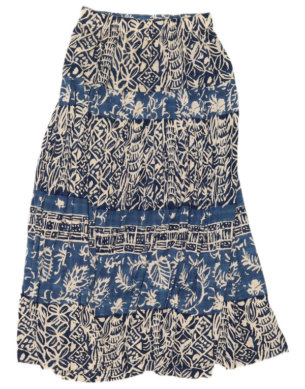 Vintage Womens Pleated Gypsy Skirt Small W26 Blue Floral Viscose