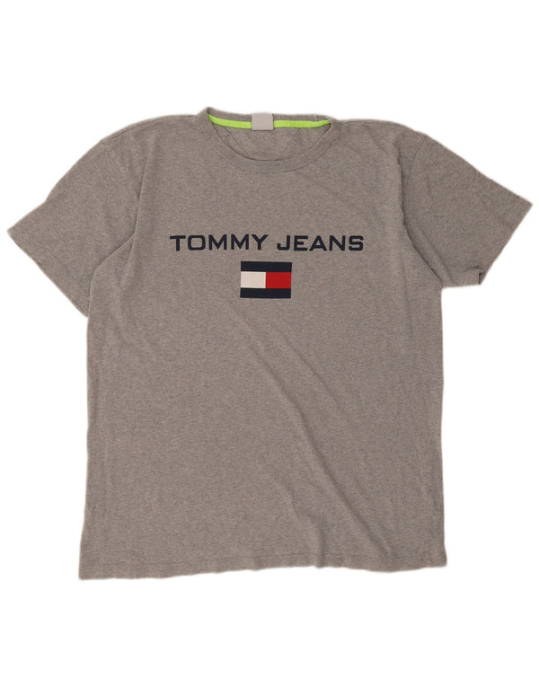 Tommy Hilfiger Mens Graphic T-Shirt Top Large Grey Cotton