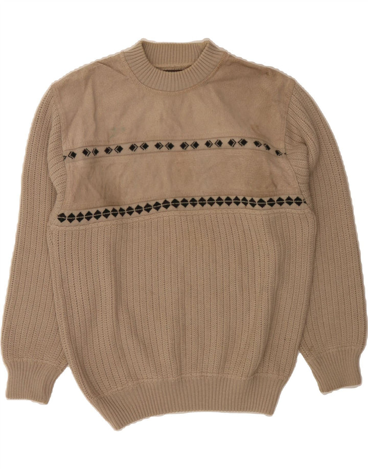 MALAGRIDA Mens Turtle Neck Jumper Sweater Medium Beige Wool Vintage Malagrida and Second-Hand Malagrida from Messina Hembry 