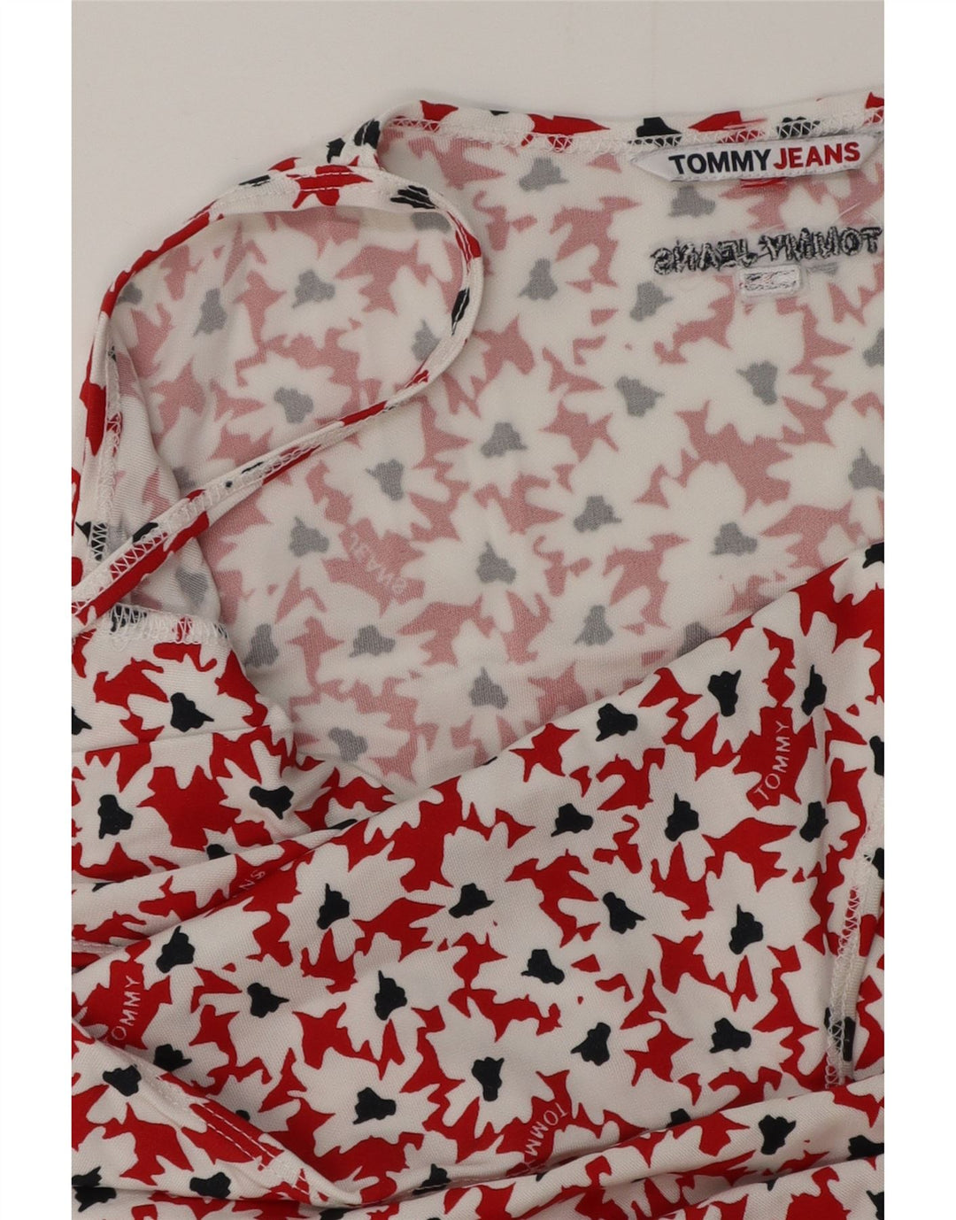 TOMMY HILFIGER Ženski gornji dio bluze s apstraktnim uzorkom UK 12 Srednje crvena