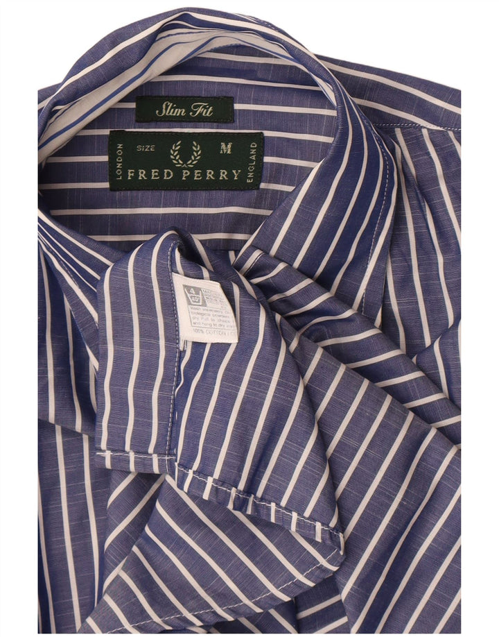 Fred Perry muška uska košulja srednje plave pruge, pamuk