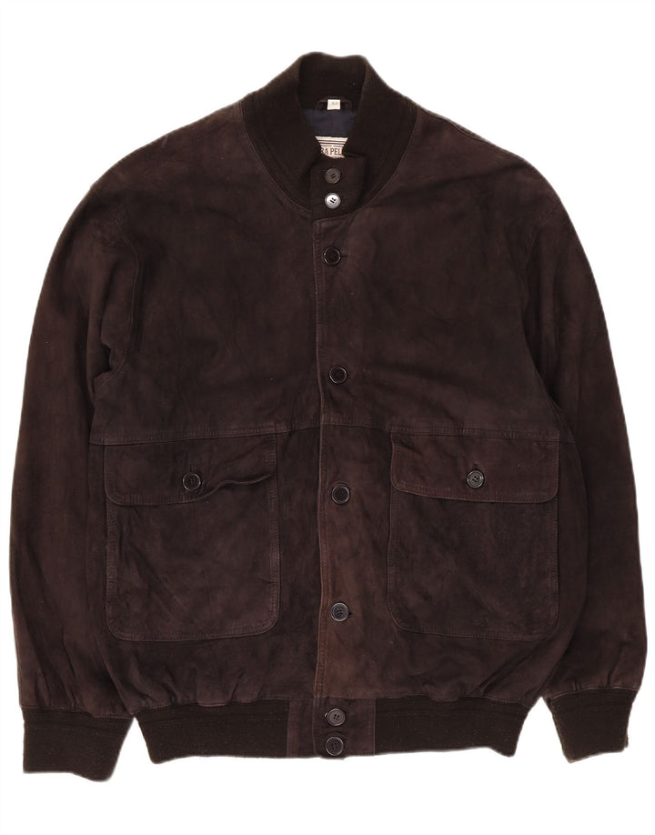 Vintage muška bomber jakna od brušene kože IT 52 XL crna koža