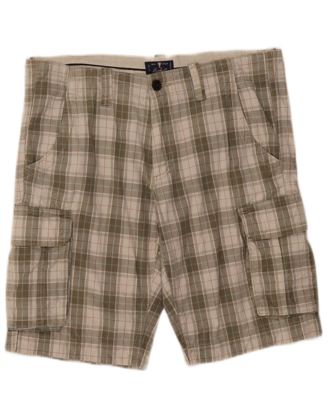 VINTAGE muške kargo kratke hlače IT 50 Large W38, zelena karirana