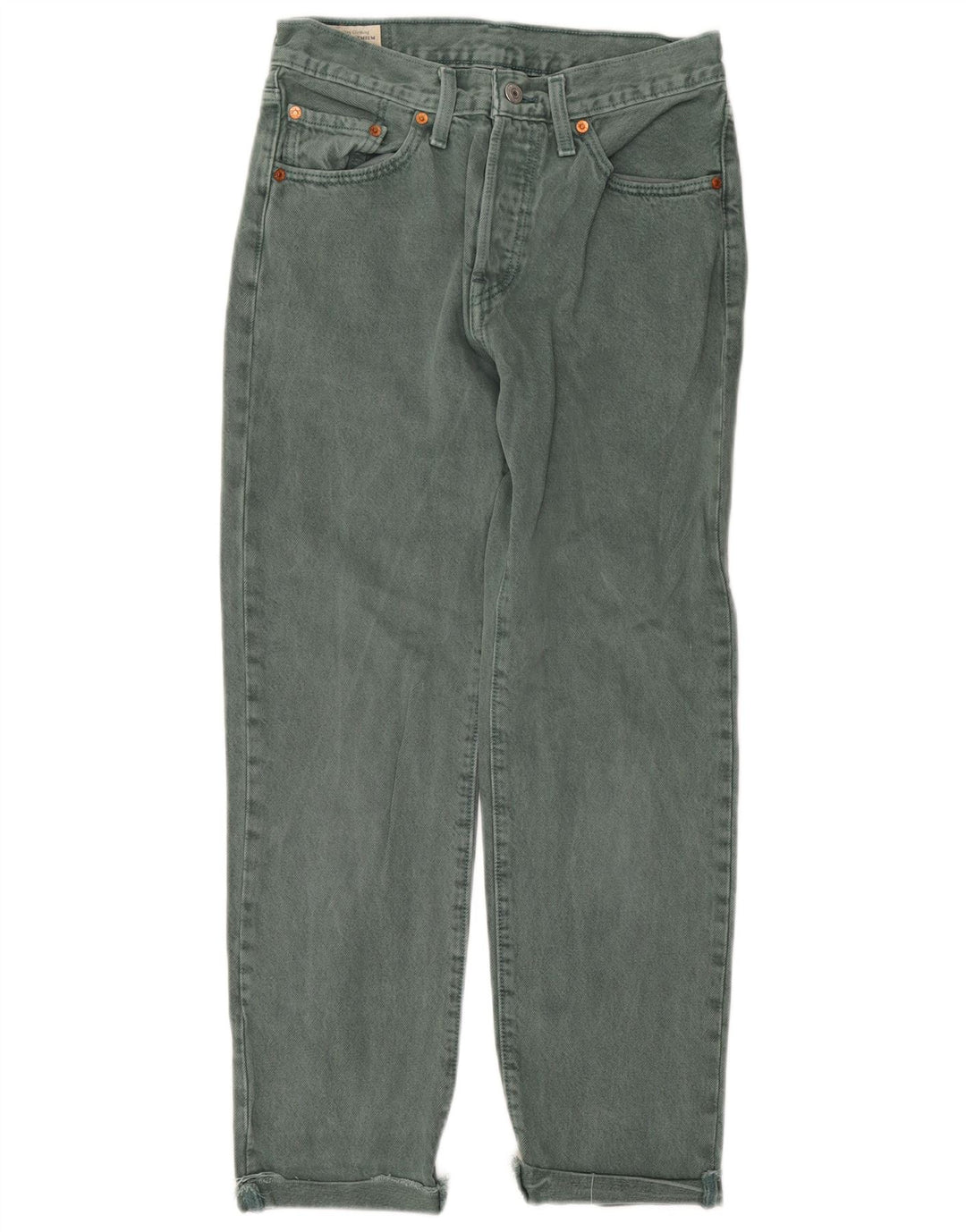 LEVI'S Ženske 501 ravne traperice W27 L28 Zeleni pamuk