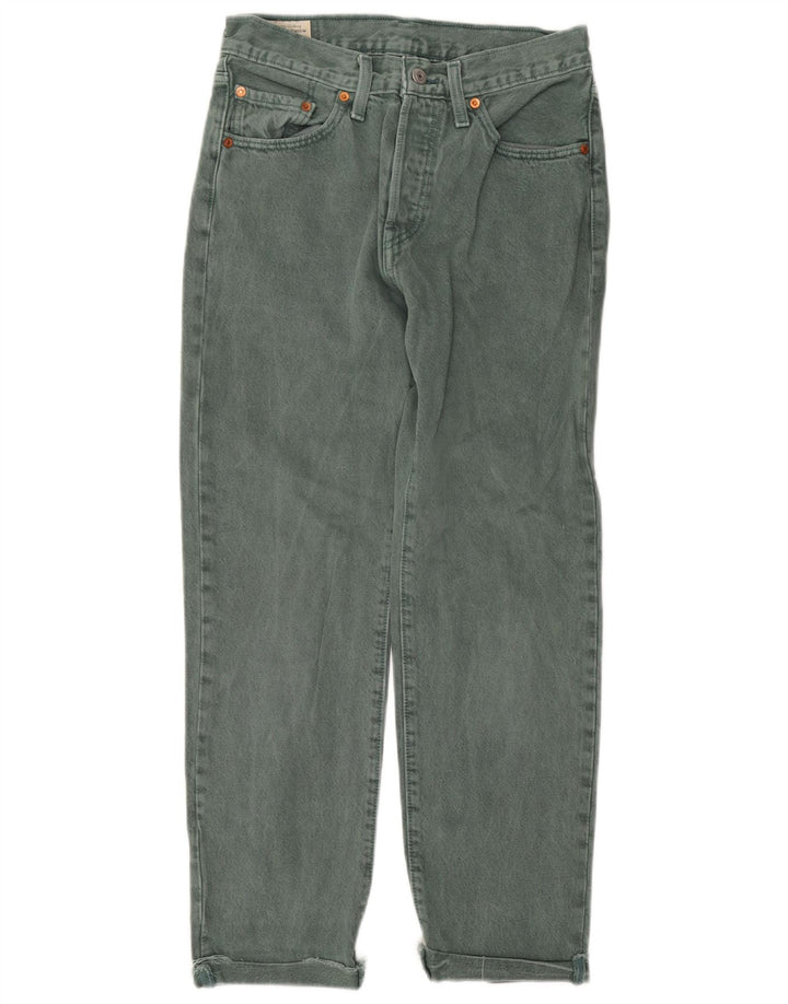 LEVI'S Ženske 501 ravne traperice W27 L28 Zeleni pamuk